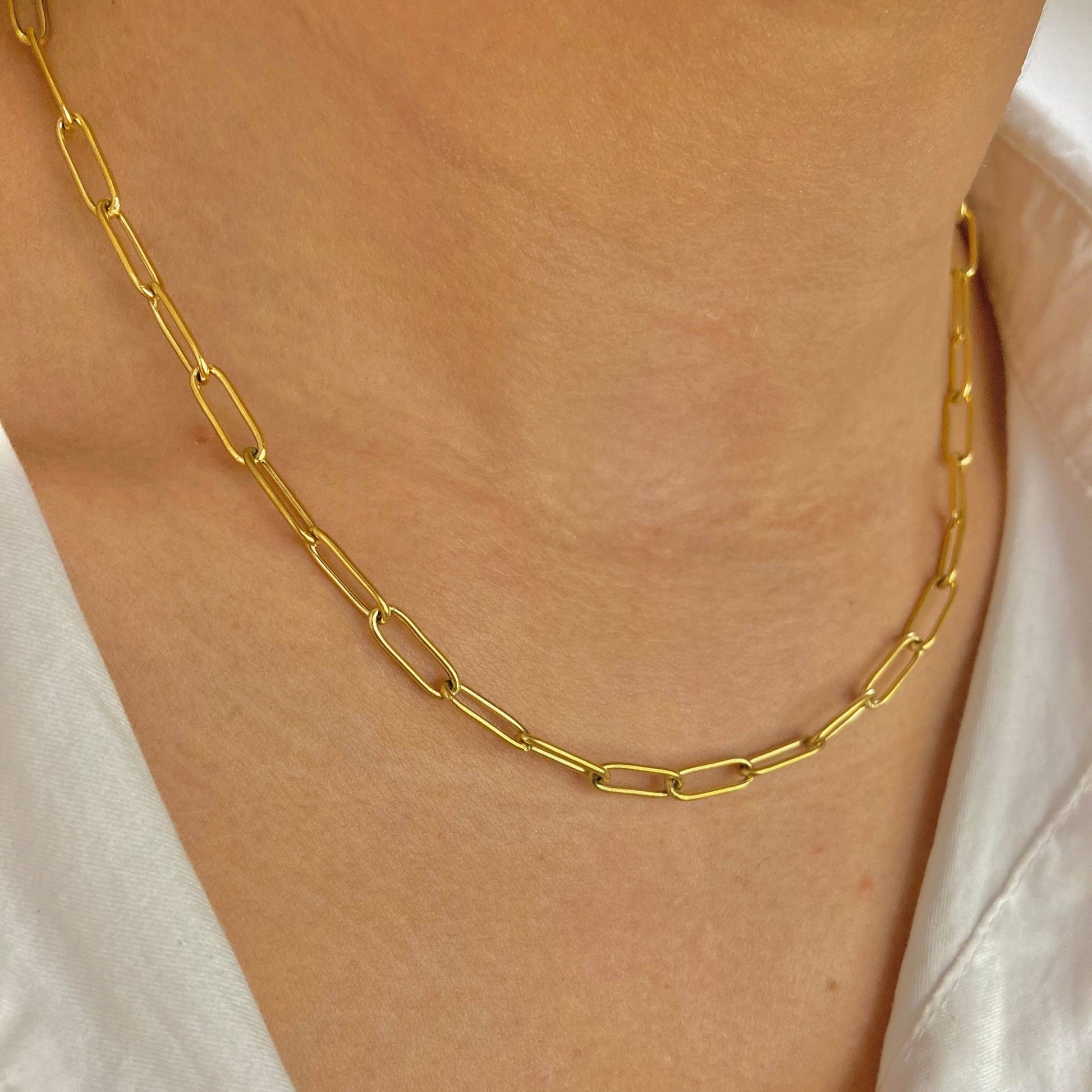 gold plated link necklace