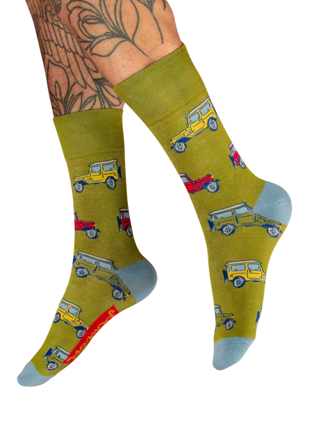 Vintage Land Rover Men's Socks - Fern