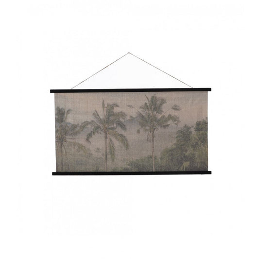 landscape of palm forest with coconuts mountains in backgroud