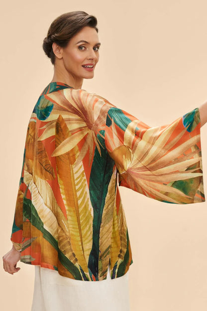 Kimono Jacket Painted Palms - Powder