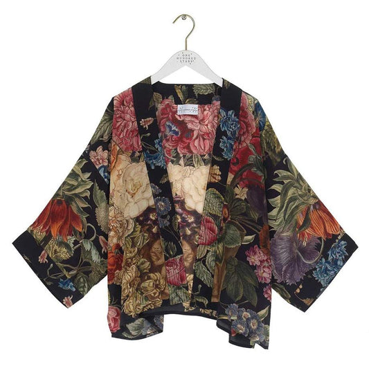 Kimono Jacket Primula black crepe - One Hundred Stars