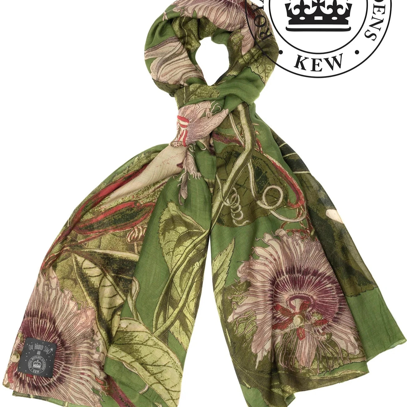 Scarf Kew Passion Flower Green - One Hundred Stars