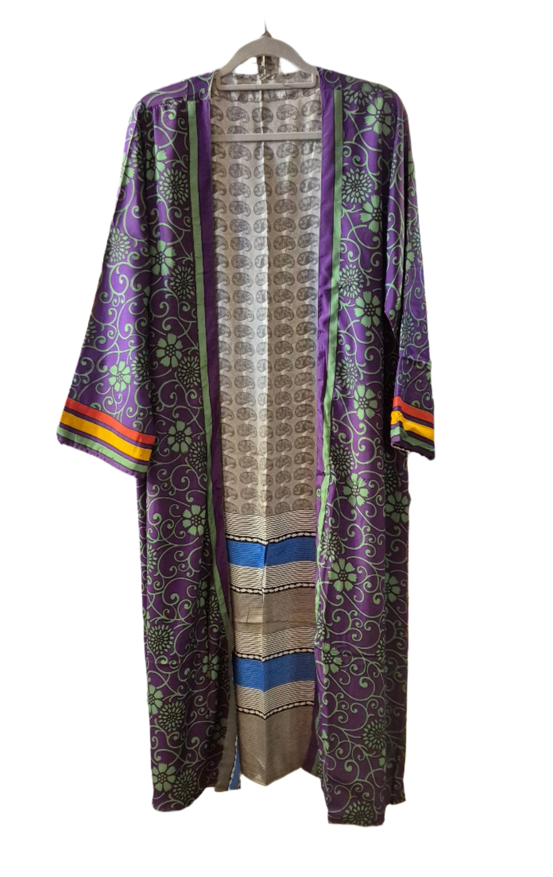 Reversible silk kimono. Each one is completely unique made from up-cycled silk saris