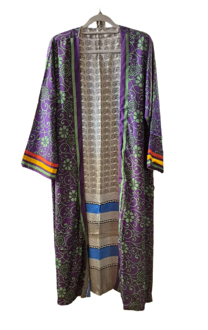Reversible silk kimono. Each one is completely unique made from up-cycled silk saris