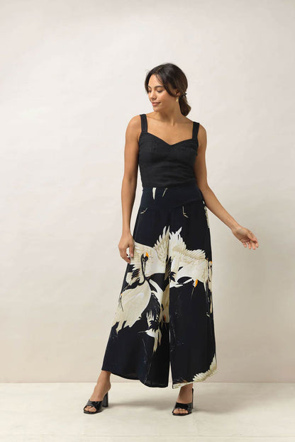 Stork Black Satin Palazzo Pants M/L - One Hundred Stars