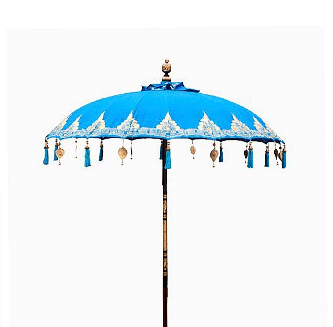 Bali Patio Parasol - Cotton - Turquoise Decor - 2m