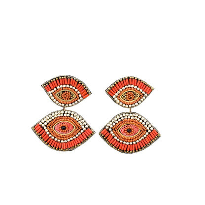 Turkish eye earrings double in orange
