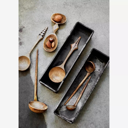 Hand carved wooden serving set