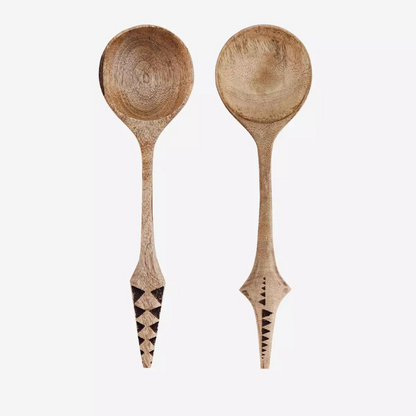 Hand carved wooden serving set