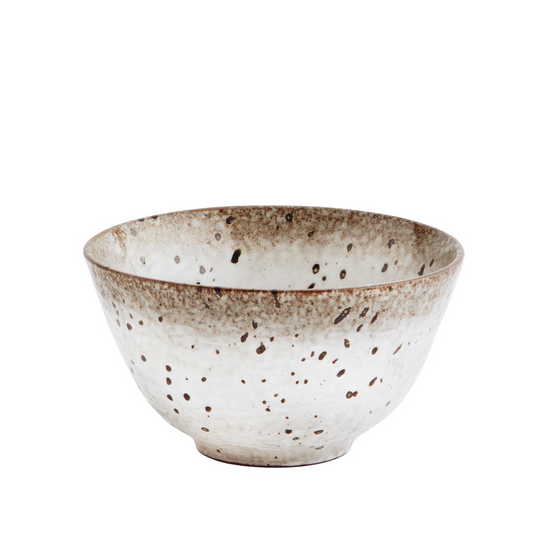 Small Stoneware Bowl White Brown