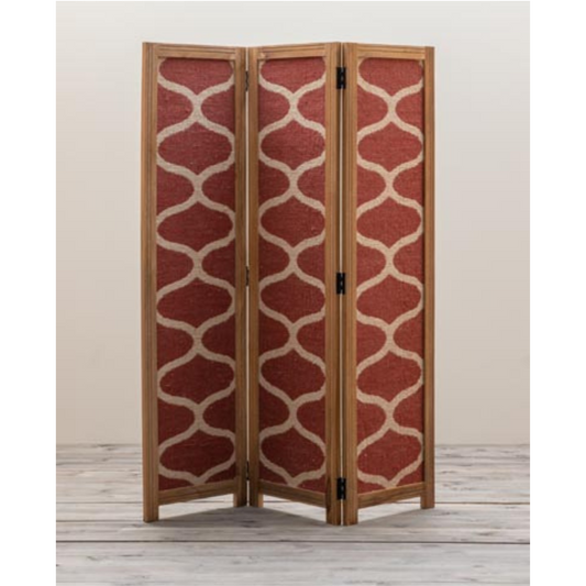 kilim room divider with three sections, wooden frame