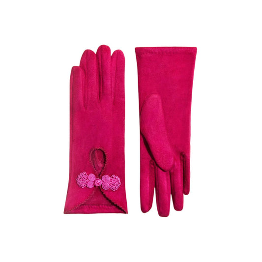 women's gloves in fuchsia - suki- powder