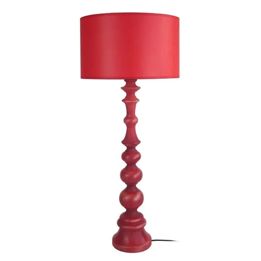 striking red table  lamp with red base and red shade