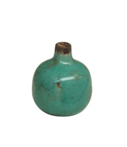 Turquoise green bud vase with a distressed glaze. Lovely on its own and equally effective visually in a grouping of three at different heights