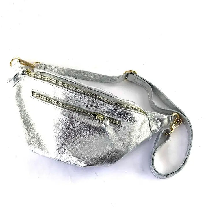 banana bag silver with belt