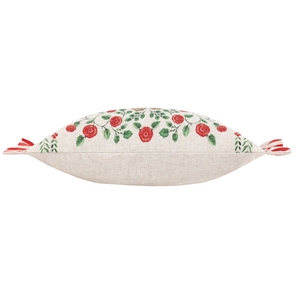 Okara Leopards Printed Ruffle Cushion Linen/Red