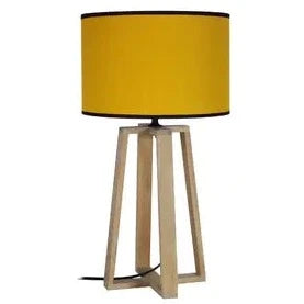 Manon - Natural and Yellow Wood column bedside lamp