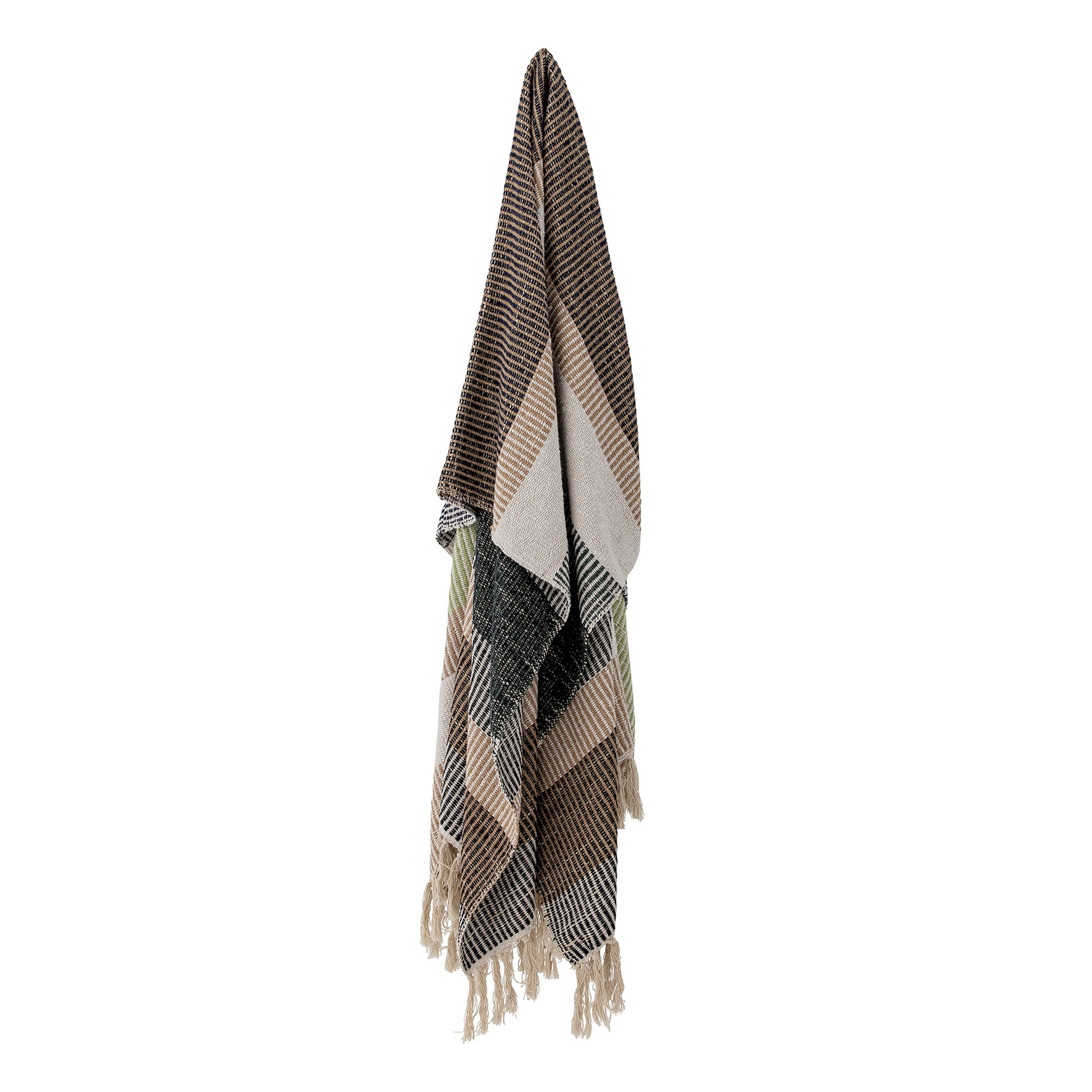 striped recyled cotton throw with fringes