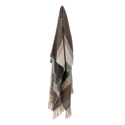 striped recyled cotton throw with fringes
