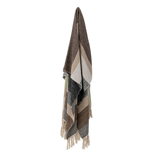striped recyled cotton throw with fringes