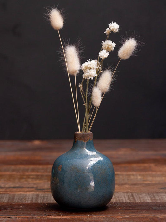 Small ceramic bud vase grey/blue