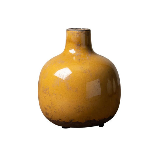 ceramic vase in mustard 15.5cm