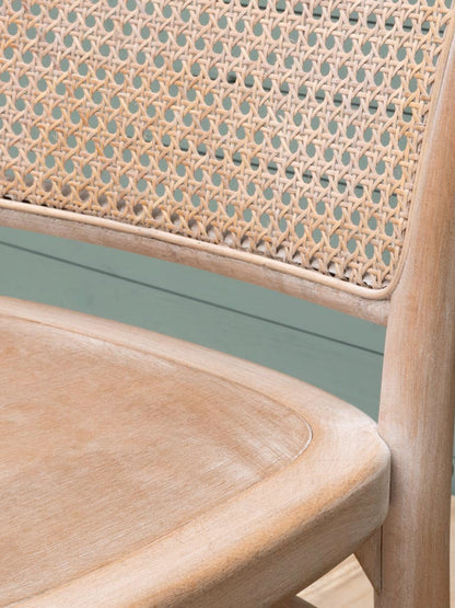 Dining chair in beech, rattan, cane - Paula (available to order)