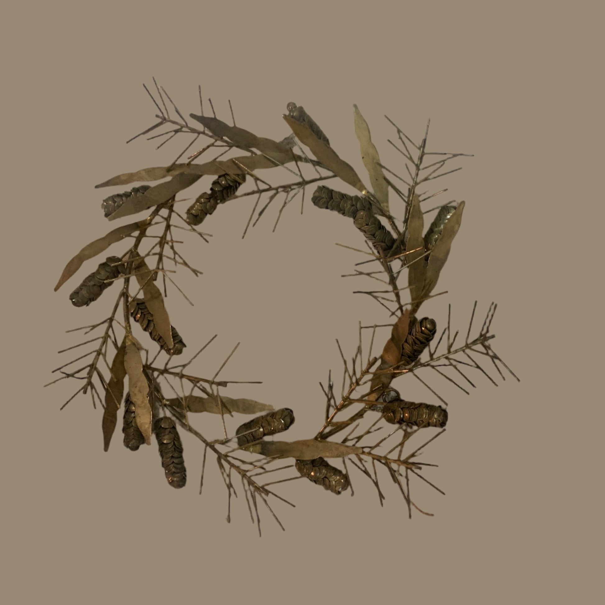 christmas wreath brass metal