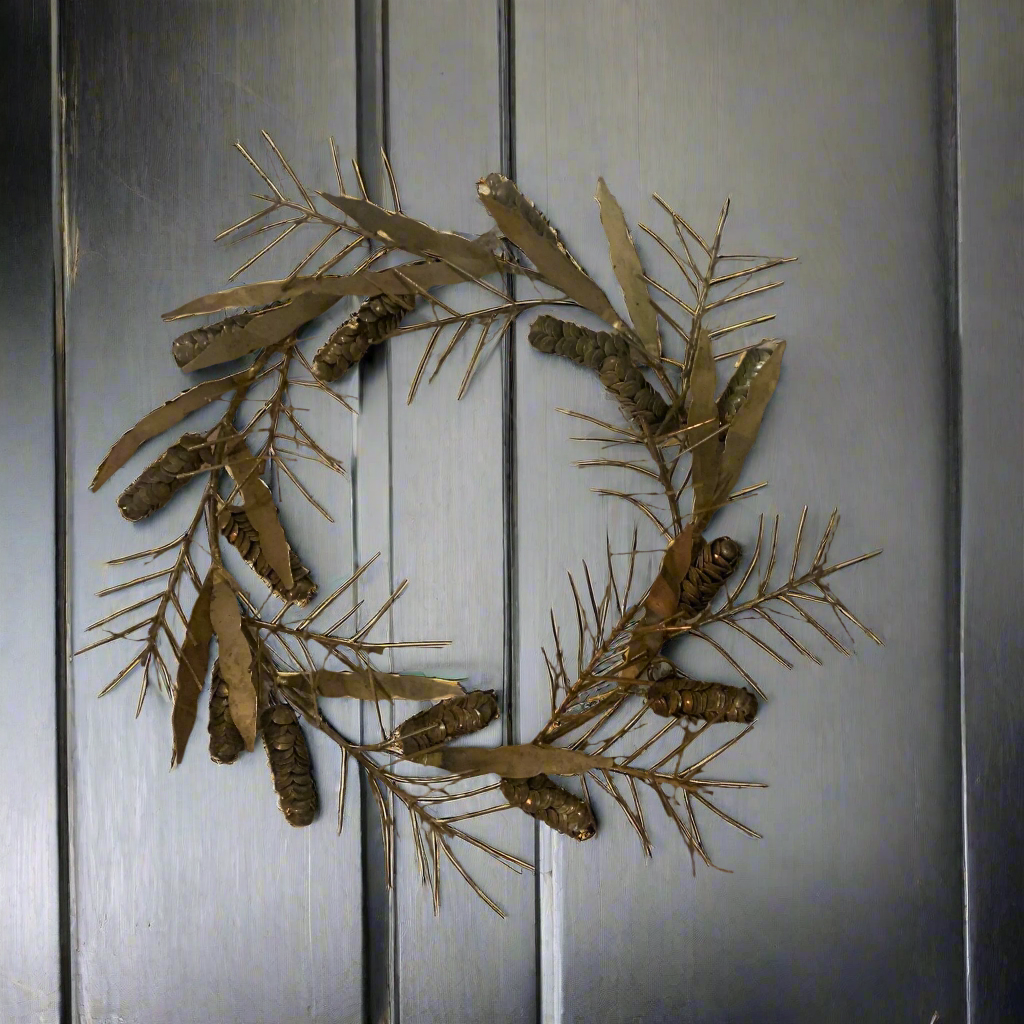 Christmas wreath brass metal