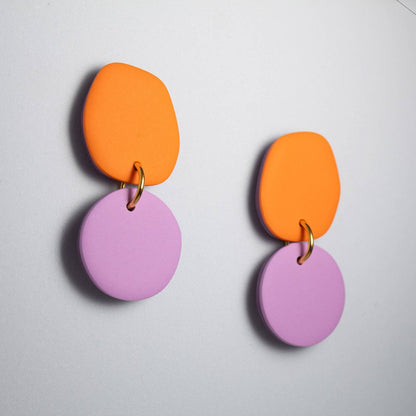 drop earrings orange and lilac