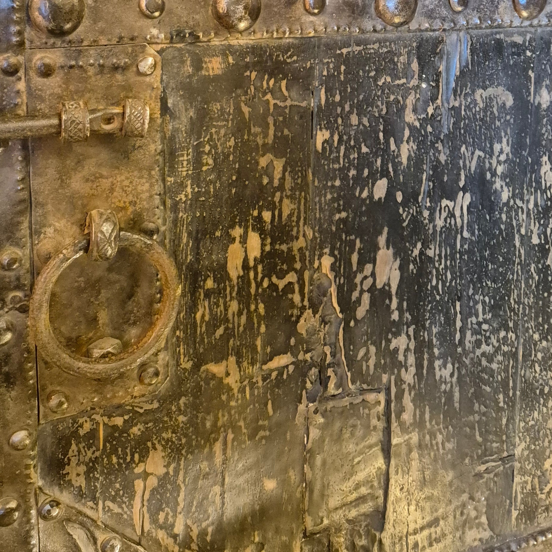 Two Morocan doors in beautiful condition with metal detail, round handles and a bolt