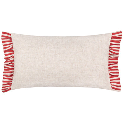 Okara Leopards Printed Ruffle Cushion Linen/Red