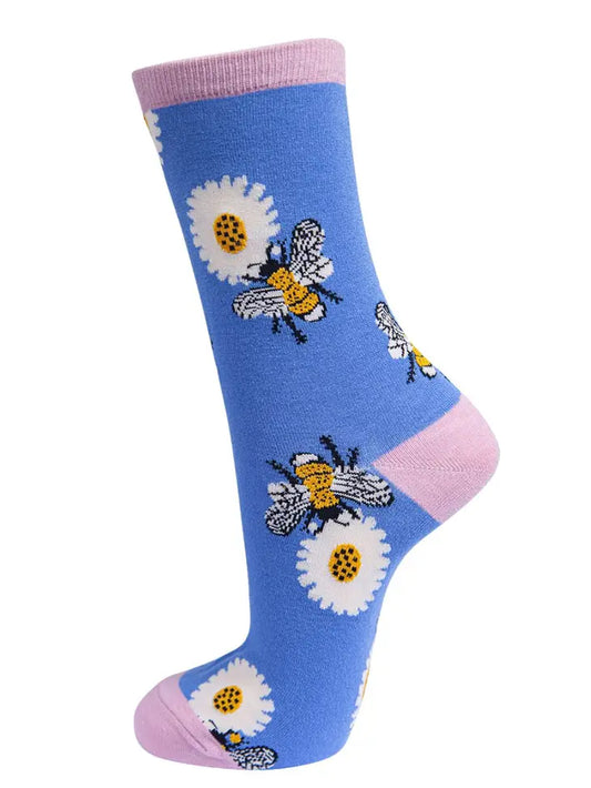 Bamboo socks Bee and sunflower womens