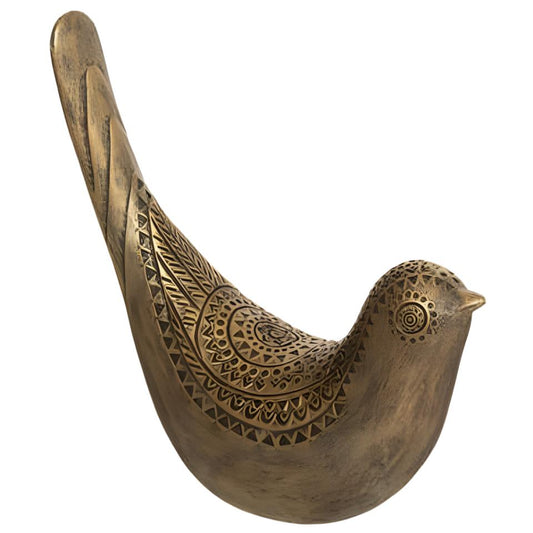 gold resin bird with etchings