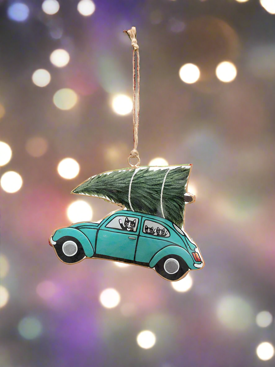 Christmas decoration - Hanging car with tree