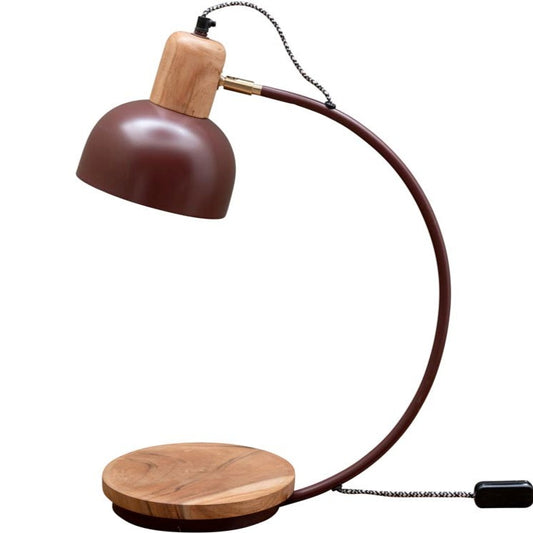 desk lamp rounded arm mango wood and iron