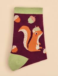 Ankle Socks Squirrel with Acorn Beret - Powder