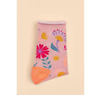 Watercolour Flowers Ankle Socks - Petal