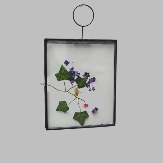 black rectangular metal hanging frame for photo or dried flowers