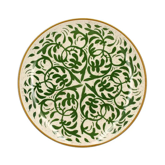 Héraclée 27cm Dinner Plate in Stoneware with Green Decor