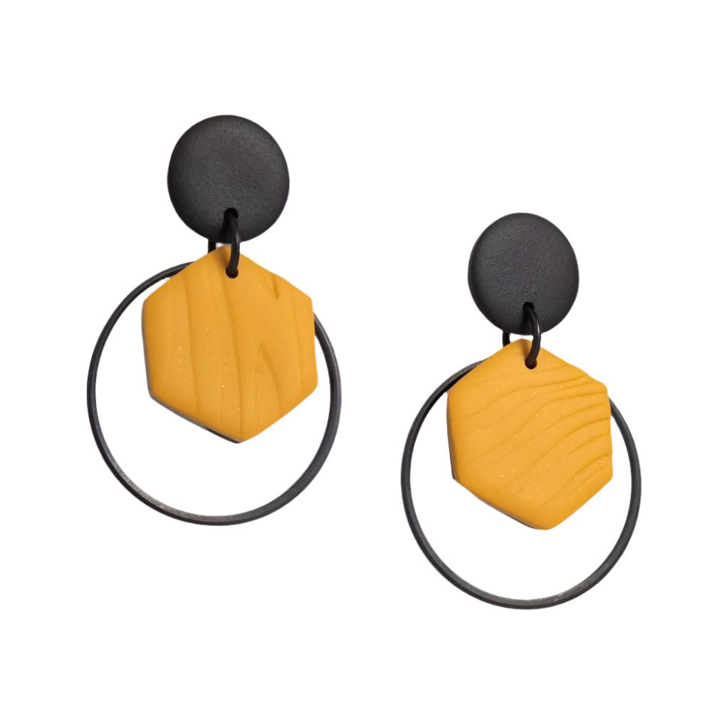 dangle earrings black and caramel