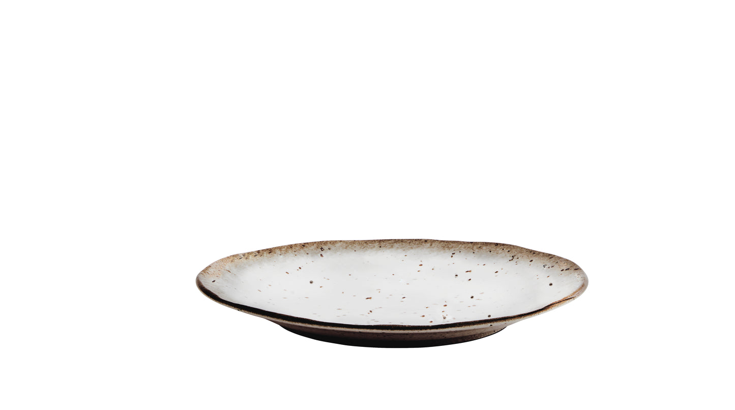 Stoneware Dinner Plate White Brown