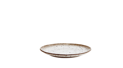 Stoneware Lunch Plate White Brown