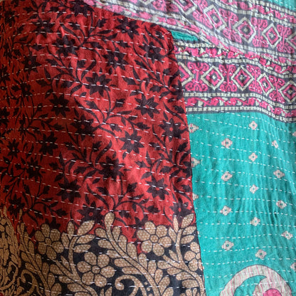 sustainable indian kantha throw multicoloured unique