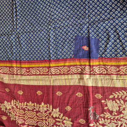 Indian throw different on each side with a classic kantha stitch