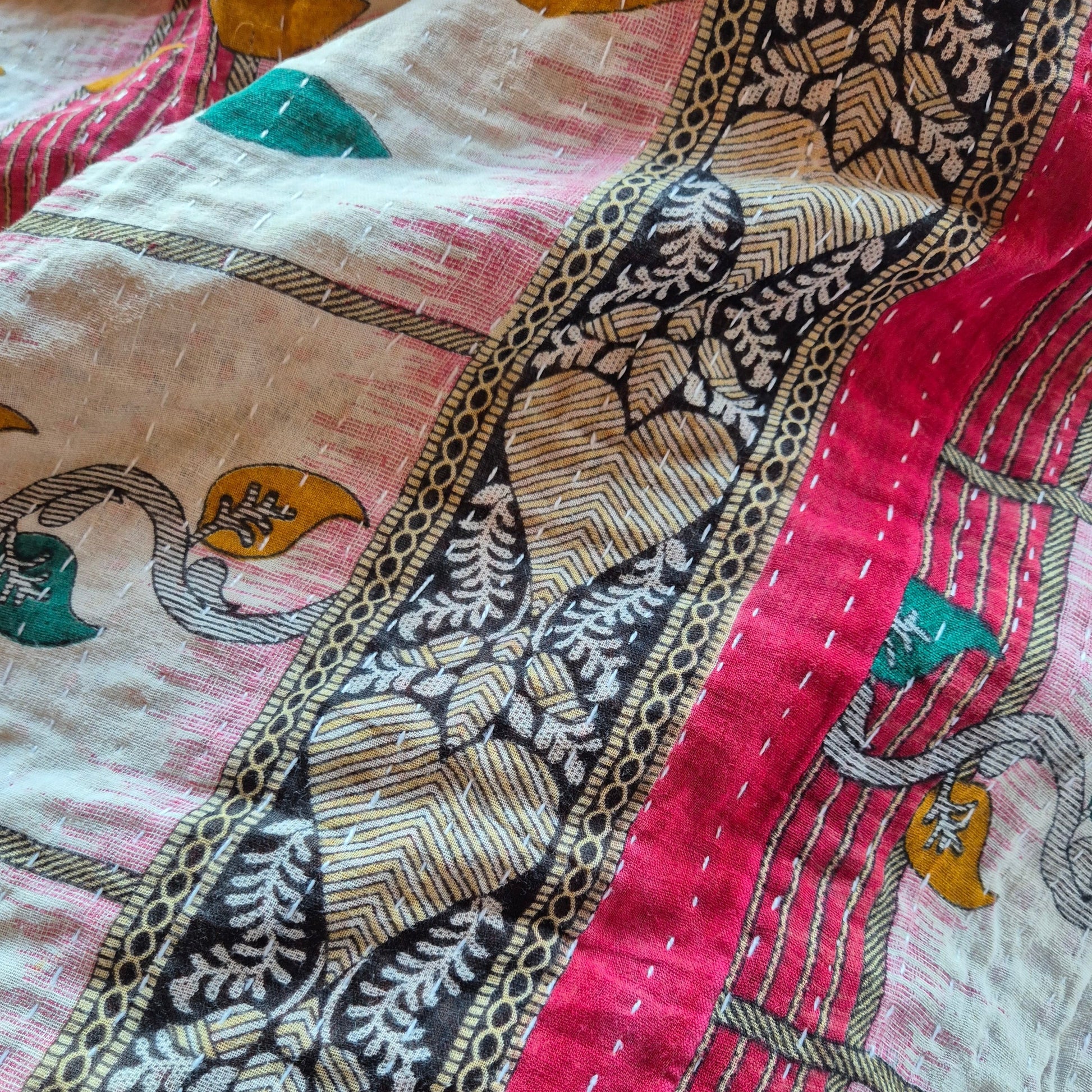 upcycled sustainable throw in multicoloured indian vintage fabric