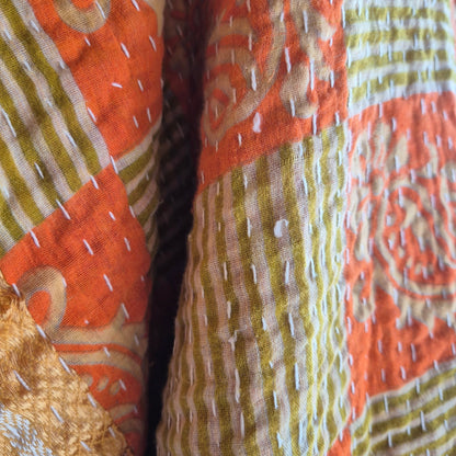 upcycled sustainable throw in multicoloured indian vintage fabric