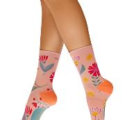 ladies socks in pale pink with florals