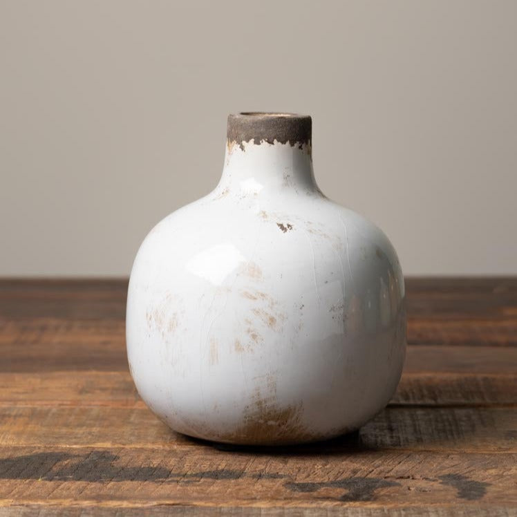 small ceramic white bud vase