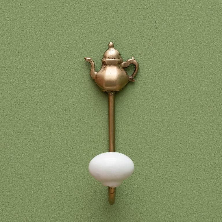 Brass teapot hook with ceramic ball